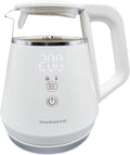 OVENTE 1L Small Electric Kettle with 5 Temperature Preset, Digital Display, 5Hr Keep Warm, Auto Shut-Off, Double-Wall Cool Touch Exterior, Borosilicate Glass,1500W BPA Free Water Boiler, White KD95W