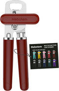 10 Colors Can Opener Manual Handheld Heavy Duty Hand Can Opener Smooth Edge Stainless Steel Can Openers Top Lid Kitchen Gadgets, Best Large Rated Easy Turn Knob, with Bottle Opener, Burgundy