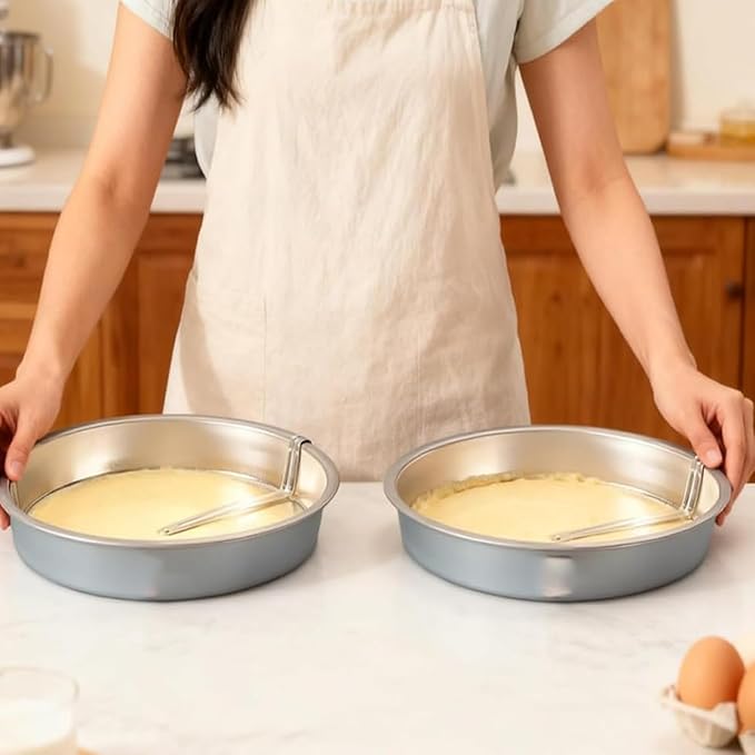 Easy Release Pans Round with Lever, 9.7" Quick Release Easy-Out Cake Pan Set,Baking Tools Pans Stainless Steel Round,Apple Pie Bake & Serve Sets, For All Kinds of Bases (1)