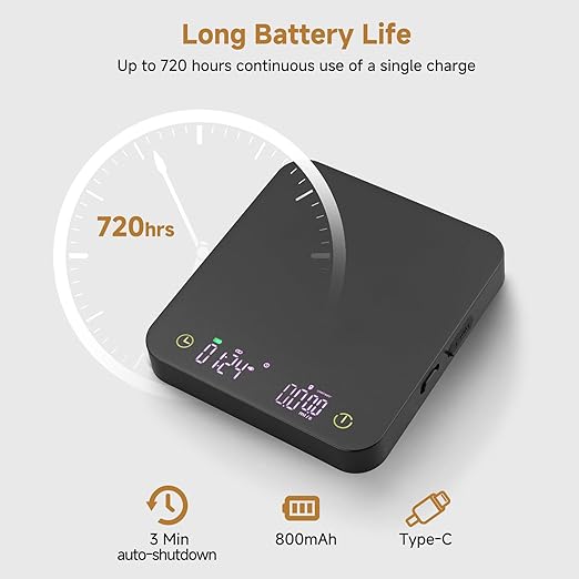 Mini Coffee Scale with Wirelss Magnetic Display, 3kg/0.1g Espresso Scale with Flow Rate Display, Portable Digital Coffee Scale with Multiple Mode Timer for Espresso, Pour-Over