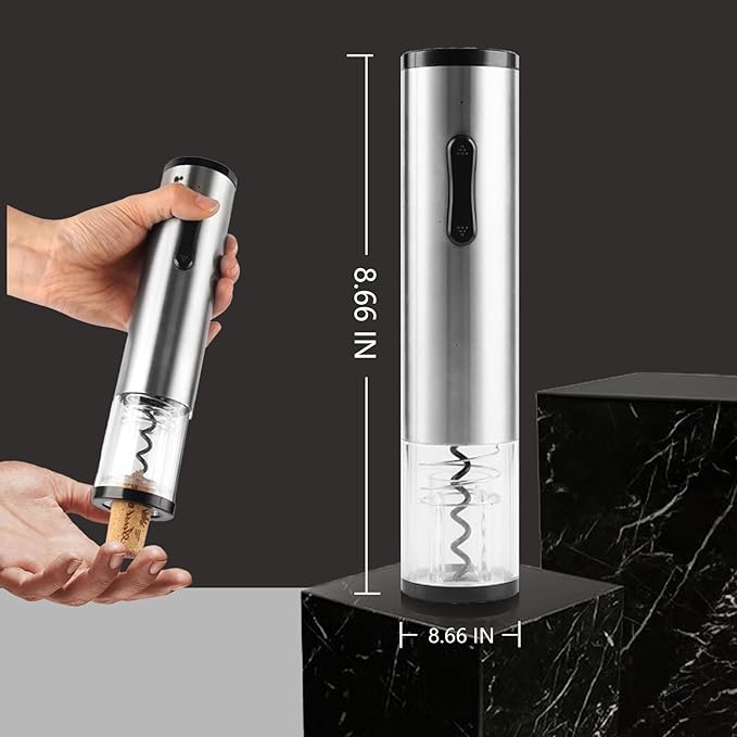 Electric Wine Opener Set, Cordless Electric Corkscrew Wine Opener, Premium Wine Gifts Box with Automatic Wine Openers, Foil Cutter, Foil Cutter, Wine Aerator, Vacuum Pump, 4 Stoppers, Rechargeable