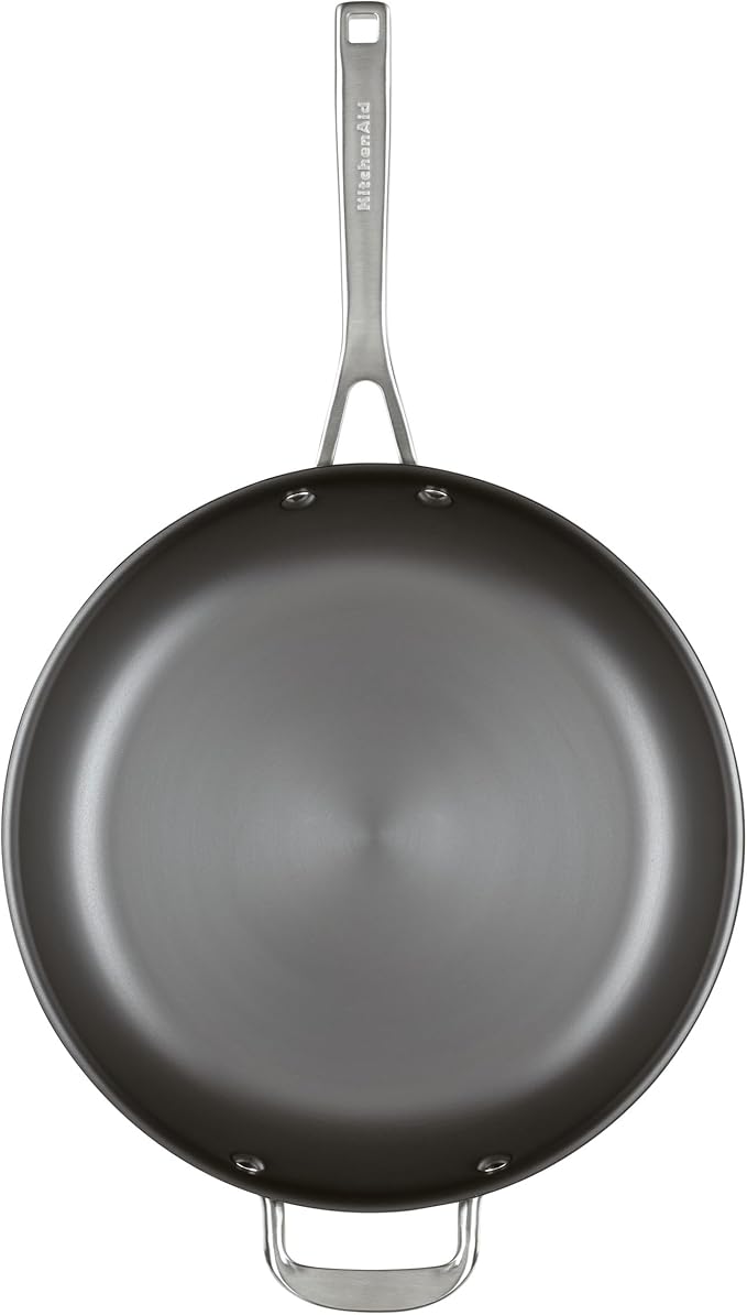KitchenAid NITRO Carbon Steel Frying Pan/Skillet, Stainless Steel Handle, Compatible with All Cooktops, 12 Inch Fry Pan with Side Handle - Black