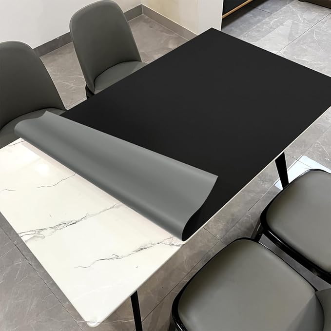 Leather Table Cover,1.8mm Thick,42x84 Inch Table Protector,Table Protector for Dining Room Table,Table Protectors for Rectangle Tables.(Black+Gray,42x84)