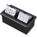 KYHSHJ Dual Pop-Up Floor Electrical Outlet Box Kit，20 Amp Stainless Steel USB TR Receptacle Outlet，3-Port RJ45 Datacom Receptacle，Waterproof Gasket with IP44 Waterproof Rating, ETL Listed, Black
