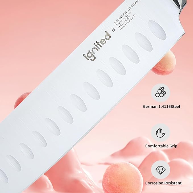 6.7 Inch Nakiri Knife, German High Carbon Steel Chef's Knife, Ergonomic ABS Handle, Various Vibrant Colors, Includes Gift Box