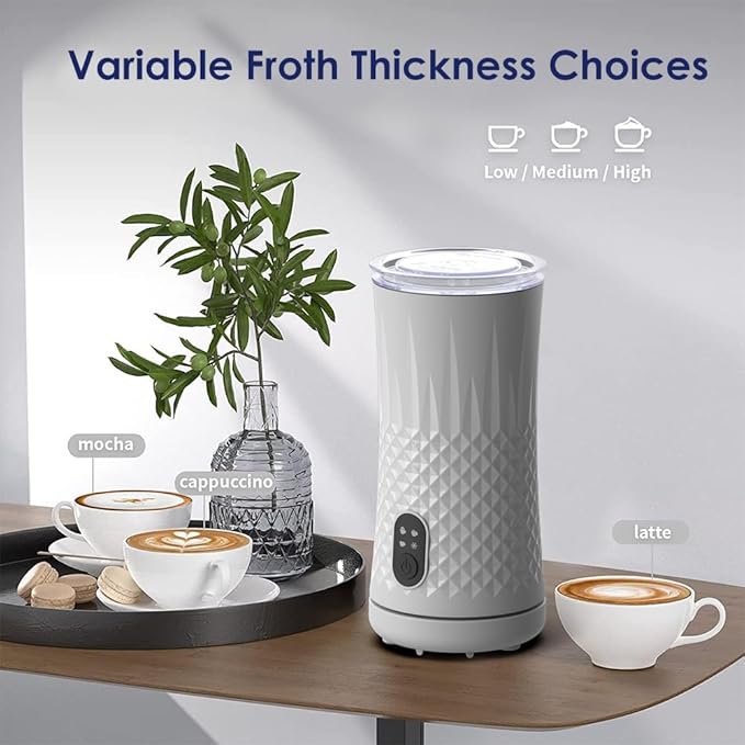 Milk Frother, Elec3 4 in 1 Electric Milk Frother Steamer, Automatic Warm and Cold Foam Maker and Milk Warmer for Latte,Cappuccino,Macchiato,Chocolate
