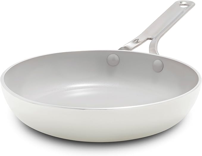GreenPan Nova 8” Frying Pan Skillet, Induction Suitable Diamond Infused PFOA and PFAS-Free Nontoxic Ceramic Nonstick, Dishwasher and Oven Safe Fry Pan, Quick Even Heating, Cream White
