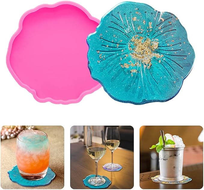 Coaster Resin Epoxy Molds for Casting Irregular Wave Shape Silicone Geode for Making Cup Mats Agate Coaster Mold Wine Glass Holder Home Decor DIY Craft Project