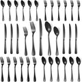 Lazycorner 30 Pcs Black Silverware Set for 6, Mirror Polished Flatware Set Stainless Steel Fork Knife Spoon, Food Grade Eating Utensils Sets, Reusable Silverwear Cutlery Set, Dishwasher Safe