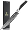 Sunnecko Damascus Kitchen Knife 8 Inch Carving Knife for Meat Slicing Knife Japanese VG10 Steel,Full Tang