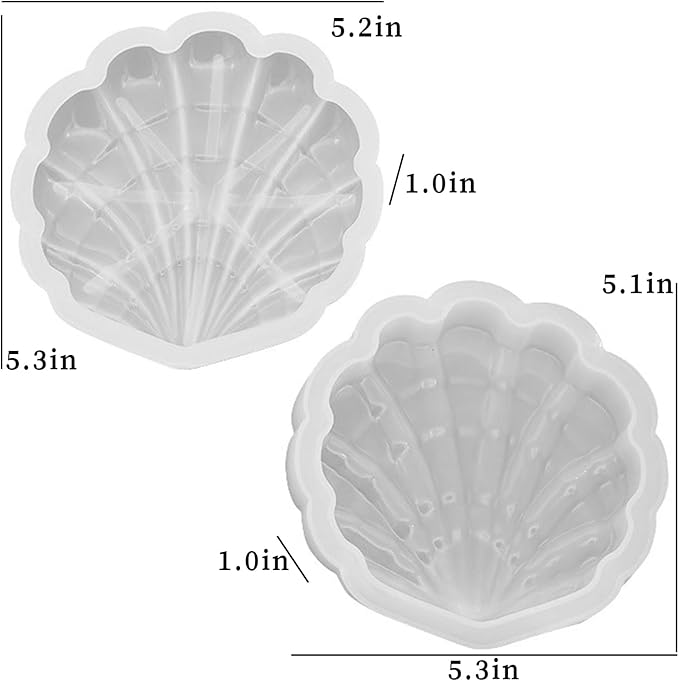 Wehous Seashell Box Resin Molds with Lid, 3D Shell Shape Storage Container Box Silicone Molds for Epoxy Resin Concrete, Marine Jewelry Holder Trinket Organizer Tray Mold DIY Art Casting Craft Decor