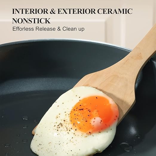 PRICUSIS Nonstick Ceramic Frying Pan, 8/10/12 Inch Non Toxic Skillet, Egg & Omelet & Chef's Pan, Induction Compatible & Oven Safe, Dishwasher Safe,PTFE PFAS & PFOA Free (10 Inch, Gray)