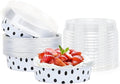Beasea Mini Tart Pans with Lids 20 Pack, 4” 8oz Disposable Aluminum Baking Foil Tins Round Small White Black Dot Container for Individual Cupcake Dessert Muffin Ramekin Cheesecake Quiche Oven Dishes