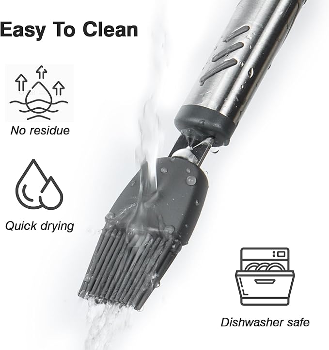 Silicone Basting Brush, 7.67 Inch Pastry Brush For Baking Barbecue, Heat Resistant Grill Brush For Oil And Sauce, Comfortable Grip, BPA Free and Dishwasher Safe (2 Pcs)