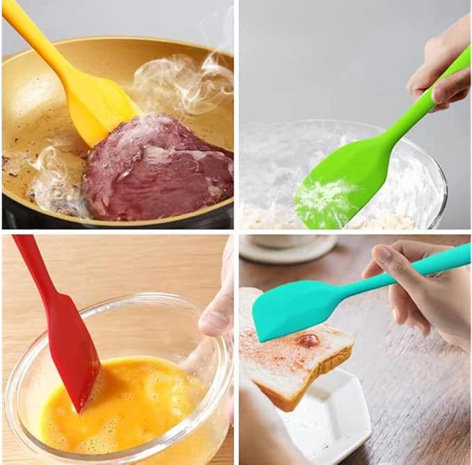 8 Piece Heat Resistant Silicone Spatula Set Non Stick Rubber Spatula Kitchen Utensils for Cooking,Baking,and Mixing,Multicolor