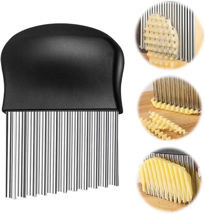 Large Crinkle Cutter, Stainless Steel Wavy Cutter with Non-Slip Handle, French Fry Cutter, Crinkle Potato Slicer, Chopping Tools for Potatoes Carrot Fruit Vegetable (A Set: 1 Pcs)