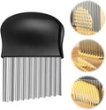 Large Crinkle Cutter, Stainless Steel Wavy Cutter with Non-Slip Handle, French Fry Cutter, Crinkle Potato Slicer, Chopping Tools for Potatoes Carrot Fruit Vegetable (A Set: 1 Pcs)
