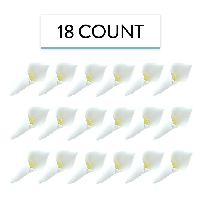 Global Sugar Art Calla Lily Sugar Cake Flowers White with Yellow, Unwired, Medium 18 Count by Chef Alan Tetreault