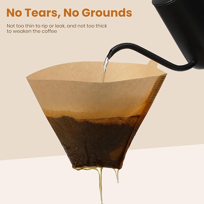 AOZITA #4 Cone Coffee Filters 8-12 Cup, 100 Count Unbleached Natural Coffee Paper Filters, No Blowout, Disposable Coffee Filter for Pour Over and Drip Coffee Maker