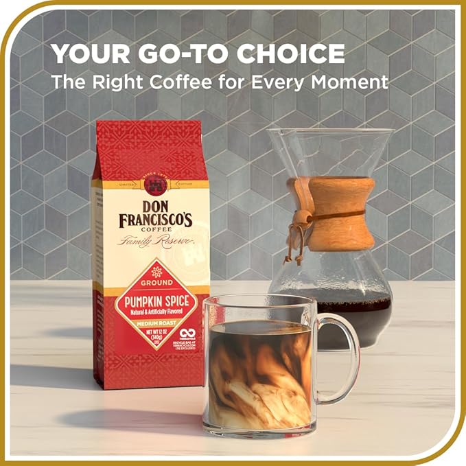 Don Francisco's Pumpkin Spice Ground Coffee, Medium Roast – Flavored 100% Arabica, 3-Pack (12 oz Bags), Premium Coffee for Drip, Pour Over & French Press