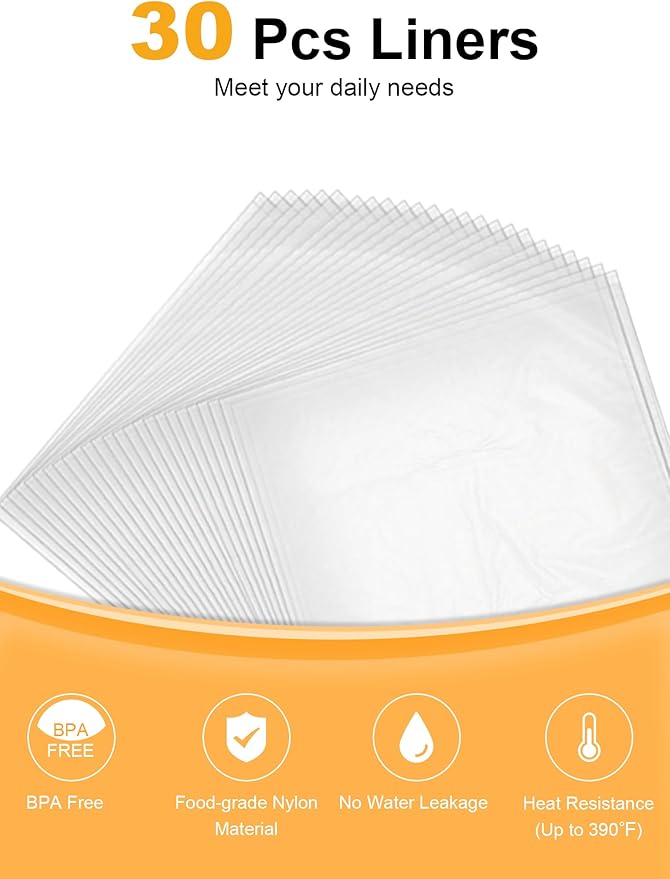 SMARTAKE Slow Cooker Liners, Extra Large Size 14"x 22" Disposable Cooking Bags, Fit 6QT to 10QT for Slow Cooker, Cooking Trays, Suitable for Oval & Round Pots, 30 Liners