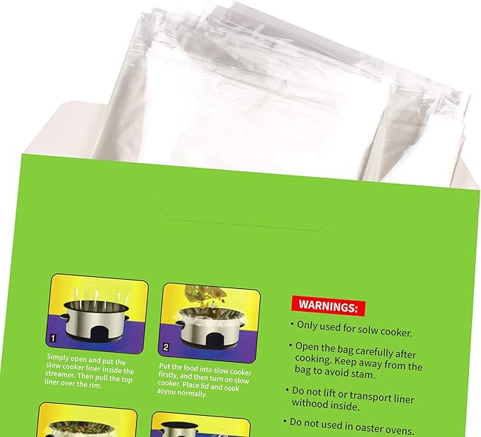 40 Count Disposable Slow Cooker Liners and Cooking Bags | Extra Large Size Fits 6-10 QT Pot, 14"x 22" | Suitable for Oval & Round Pot, BPA Free (2 Pack)