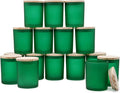 Thick Candle Jars for Making Candles 16 Pcs, 7 OZ Empty Jars with Wood Lids for Candle Making, Sample Container, Frosted Green