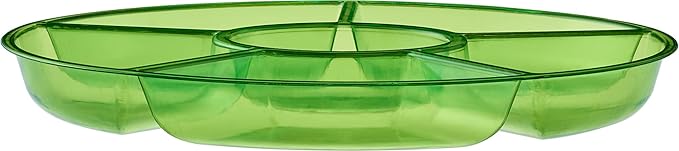 Plasticpro 6 Sectional Round Plastic Serving Tray/Platter (2, Green)