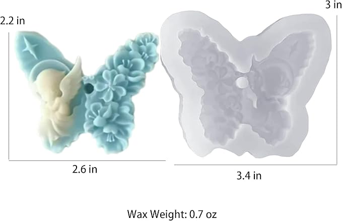 3D Butterfly Angle and Flower Candle Mold, Butterfly with Fairy Silicone Mold, Animal Resin Mold for Soap Soy Wax Epoxy DIY Handcraft Home Ornaments Car Air Freshener Decoration