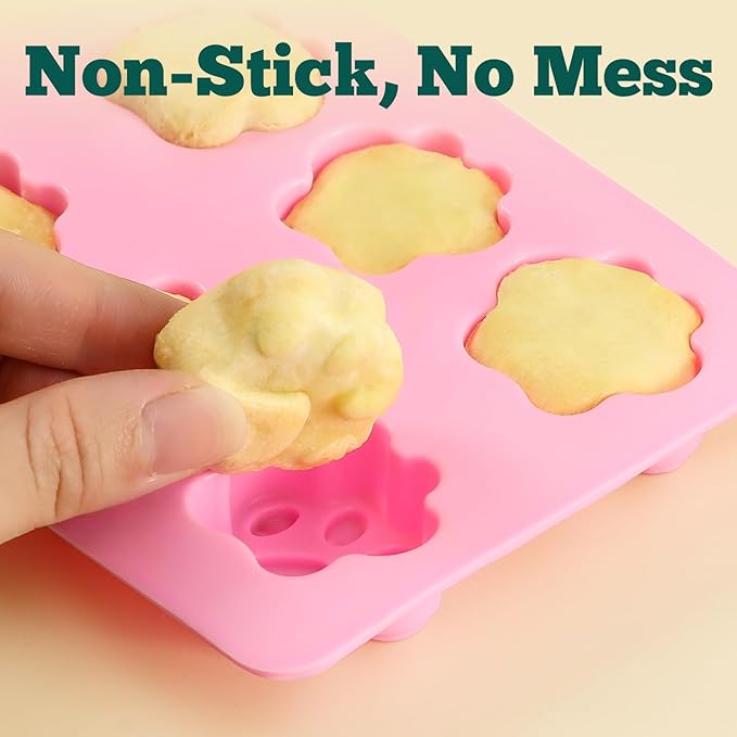 4 Pack Silicone Dog Treat Molds with Container and Ice Tong, Non-stick Puppy Paw and Bone Shaped Set with Bin, Silicone Mold for Pupsicle, Chocolate, Gummy, Candy, Baking, Jelly, Ice Cube, Pudding