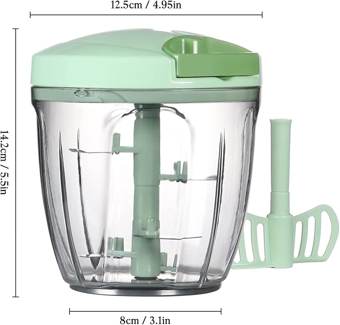 Cambom Manual Food Chopper Vegetable Cutter, Hand String Chopper Onions Cutter for Vegetable Fruits Nuts BPA Free Food Safe Material, 900ml Green