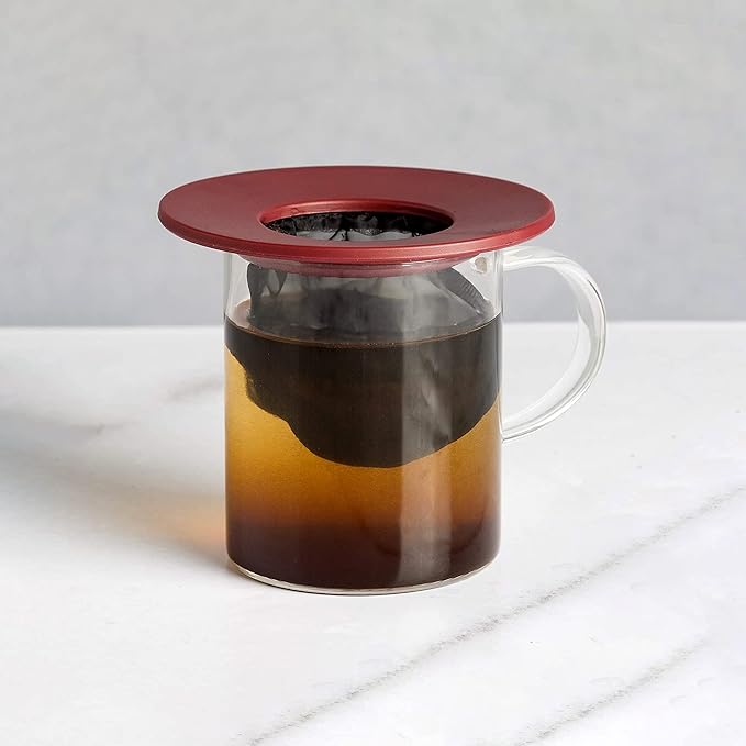 Primula Brew Buddy Portable Pour Over, Reusable Fine Mesh Filter, Dishwasher Safe, Single Serve Coffee or Tea at Any Strength, Ideal for Travel or Camping, Red (Pack of 12)