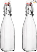 Bormioli Rocco Swing Top Glass Bottle (Set of 2) - 8.5 oz Kitchen Containers with Airtight Seal, Ideal for Homemade Dressings, Syrups, Infused Oils, Small-Batch Beverages - Glassware for Kitchen
