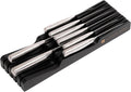 KitchenEdge Black Knife Drawer Organizer Insert - Knife Block Holder, Holds 5 Long + 6 Short Knives (Not Included), Fits Most Sizes, Non-Slip Feet, 100% Sustainable Bamboo, Food-Safe Black Finish