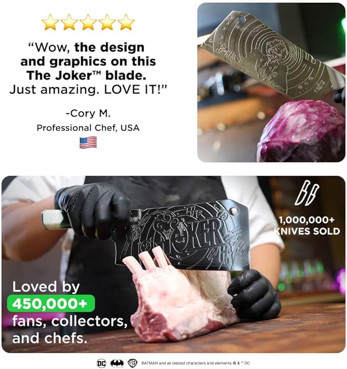 Dalstrong Professional Cleaver Knife - 7 inch - THE JOKER™ Edition Official License - 5 Layer 9CR18MOV Stainless Steel - Resin Handle - Chef's Cooking Blade - Collection Item - Knife Sheath