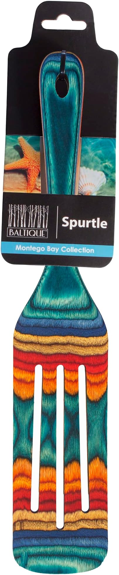 Baltique Montego Bay Collection 13" Wooden Spurtle Spatula – Colorful Birch Wood Cooking Utensil, Nonstick Safe, Versatile Stirring & Serving Tool