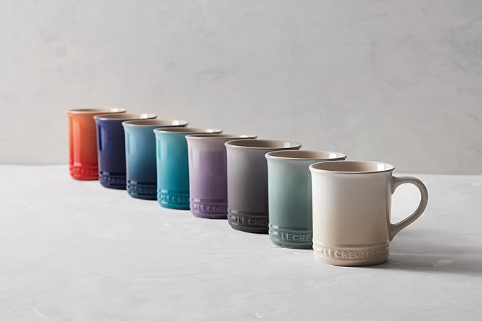 Le Creuset Enamel On Steel Demi Kettle & Stoneware Set of 2 Mugs, 1.25 qt. Kettle & (2) 14 oz. Mugs, Deep Teal