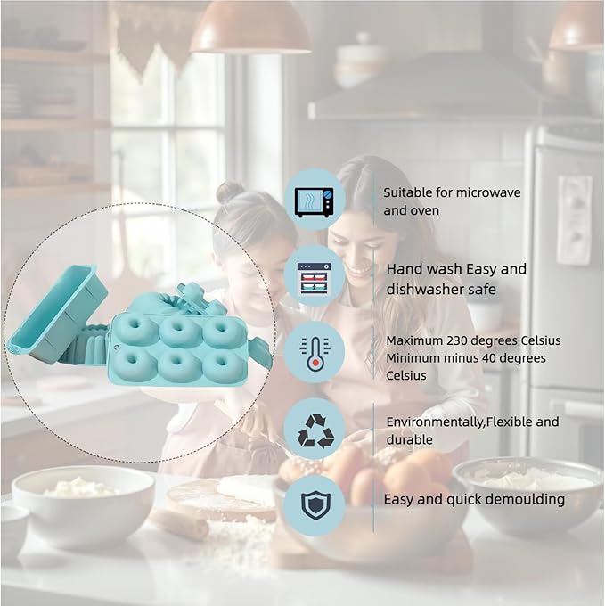 Nonstick Silicone Bakeware Set, 6 set Baking Cake Pan, Economical BPA Free Heat Resistant Bakeware Tools for DIY Loaf Bread Cheesecake Pizza Cupcake Muffin (Blue)