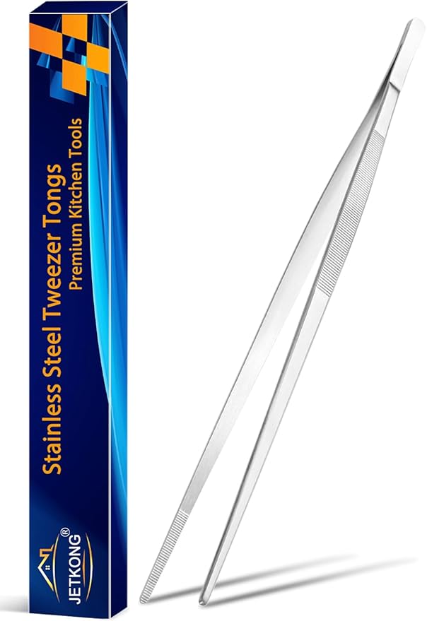 JETKONG 14 Inch Kitchen Tweezers Tongs Extra-Long Cooking Tweezers Stainless Steel Long Food Tweezer