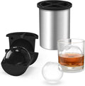 Clear Ice Cube Maker, 2.5 Inch Stainless Steel Crystal Large Clear Ice Ball Maker, Silicone Ice Cube Mold for Cocktails, Drinks & Bourbon, Whiskey Gifts for Men, Metal Color