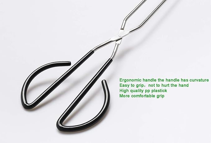 3Pcs 16 Inch Extra Long Stainless Steel Kitchen Scissor Tongs, Non-Slip Comfortable Red Grip, Heat Resistant for BBQ and Cooking