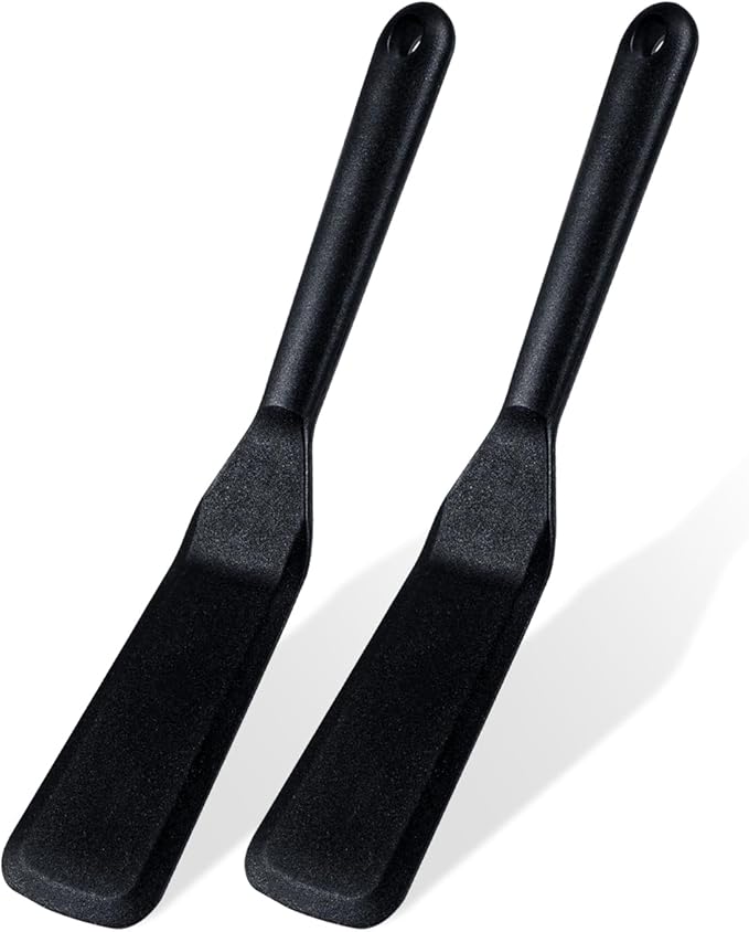 Eggssentials Pack of 2, Egg Spatula - Non-Stick, High Heat Resistant Kitchen Tools for Panckes, Eggs, Baking, Cooking, and Mixing - Black Egg Spatula