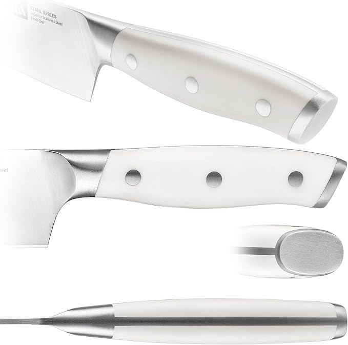 Klaus Meyer Stahl 3.5 inch Paring Knife High Carbon Exclusive German Steel Fruit Knife, Small Kitchen Knife with Ergonomic Handle (White)