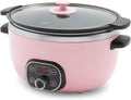GreenLife 8QT Slow Cooker, Non-Toxic PFAS-Free Ceramic Nonstick Removable Interior Bowl, Programmable, Family Friendly, Keep Warm, Stovetop & Oven Safe, Dishwasher Safe Parts, Timer, Glass Lid, Pink