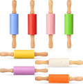 Mini Silicone Rolling Pin for Kids, Non-stick Surface Wood Handle, 9 Inch 8 Pack
