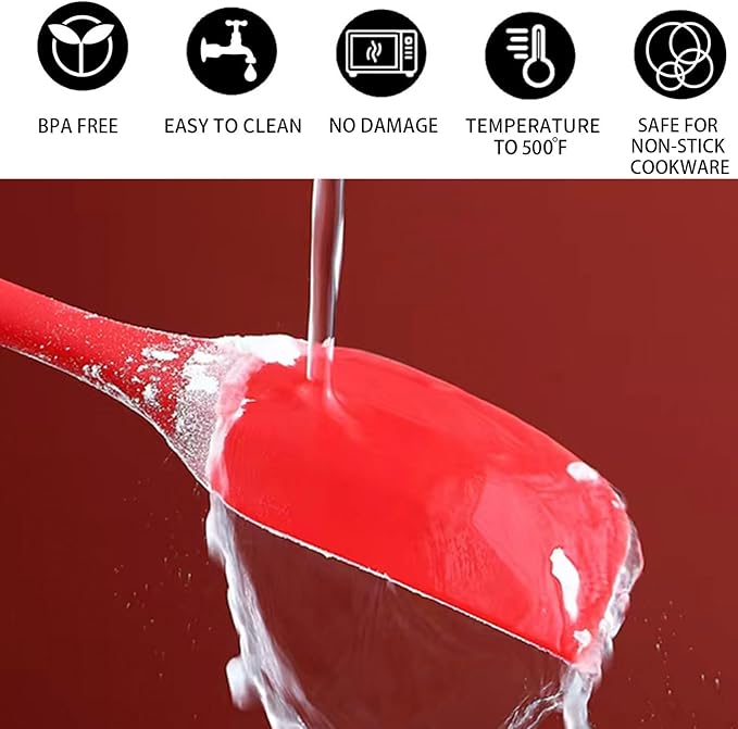 8 Pieces Silicone Spatulas, 8.3 inch Small Spatulas Non-stick Heat-Resistant Non-stick with Stainless Steel Core For Cake Cream Cooking Gadget (Red)