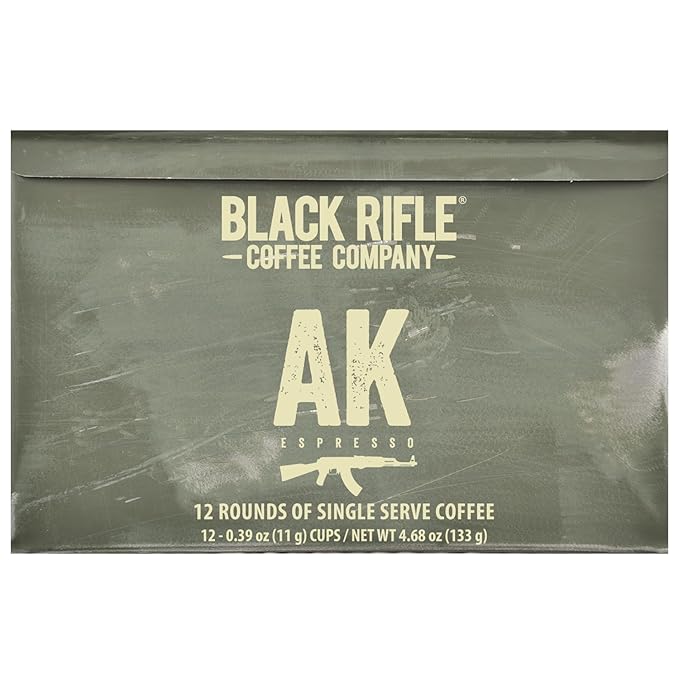 Black Rifle Coffee Company AK Espresso, 12 Count, Medium Roast K Cups - Single Serve K Cups Coffee Pods - Kcup Pods Compatible with Keurig 1.0 & 2.0 - Made from Arabica Beans