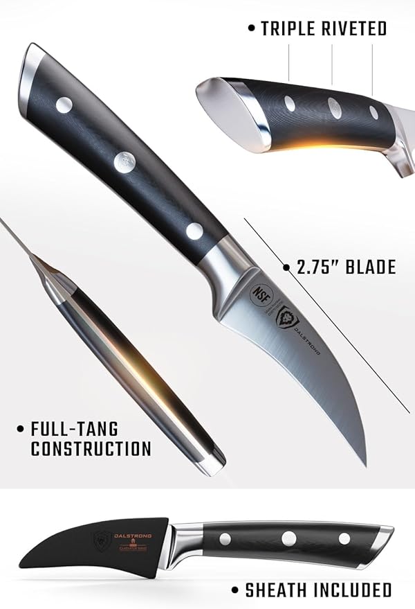 Dalstrong Tourne Peeling Paring Knife - 2.75 inch - Gladiator Series Elite - Forged German High-Carbon Steel - G10 Handle - Kitchen Knife - Sheath Included - NSF Certified