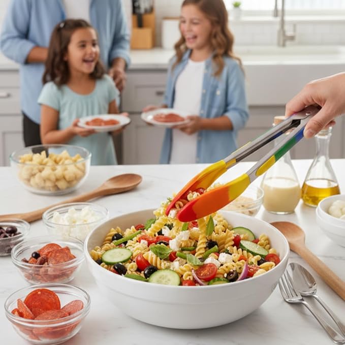 Cooking With Pride Non-Stick Spring-Action Locking Tongs, Heat-Safe Silicone With Zinc-Plated Iron, 10.25-Inch