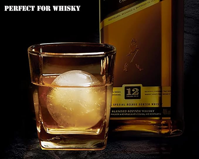 Ice Ball Maker Mold - Set of 4, Round Ice Cube Mold, 2.4 Inch Sphere Ice Cubes for Whiskey, Cocktails, Bourbon (4, White)